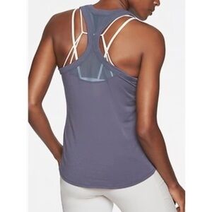 Athleta Women’s Topanga Dusty Blue Racerback Tank Top with Mesh